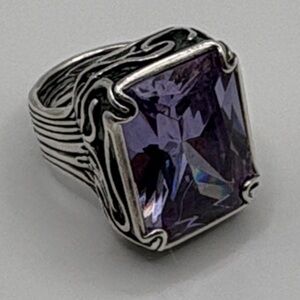 Silpada Chunky Vibrant Silver Ring with Lavender Purple Stone Size 7